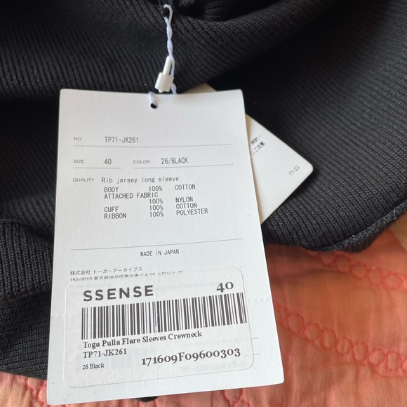 Toga Pulla ribbed tshirt with sheer panel on cuffs Sz Eu 40 - Picture 8 of 11